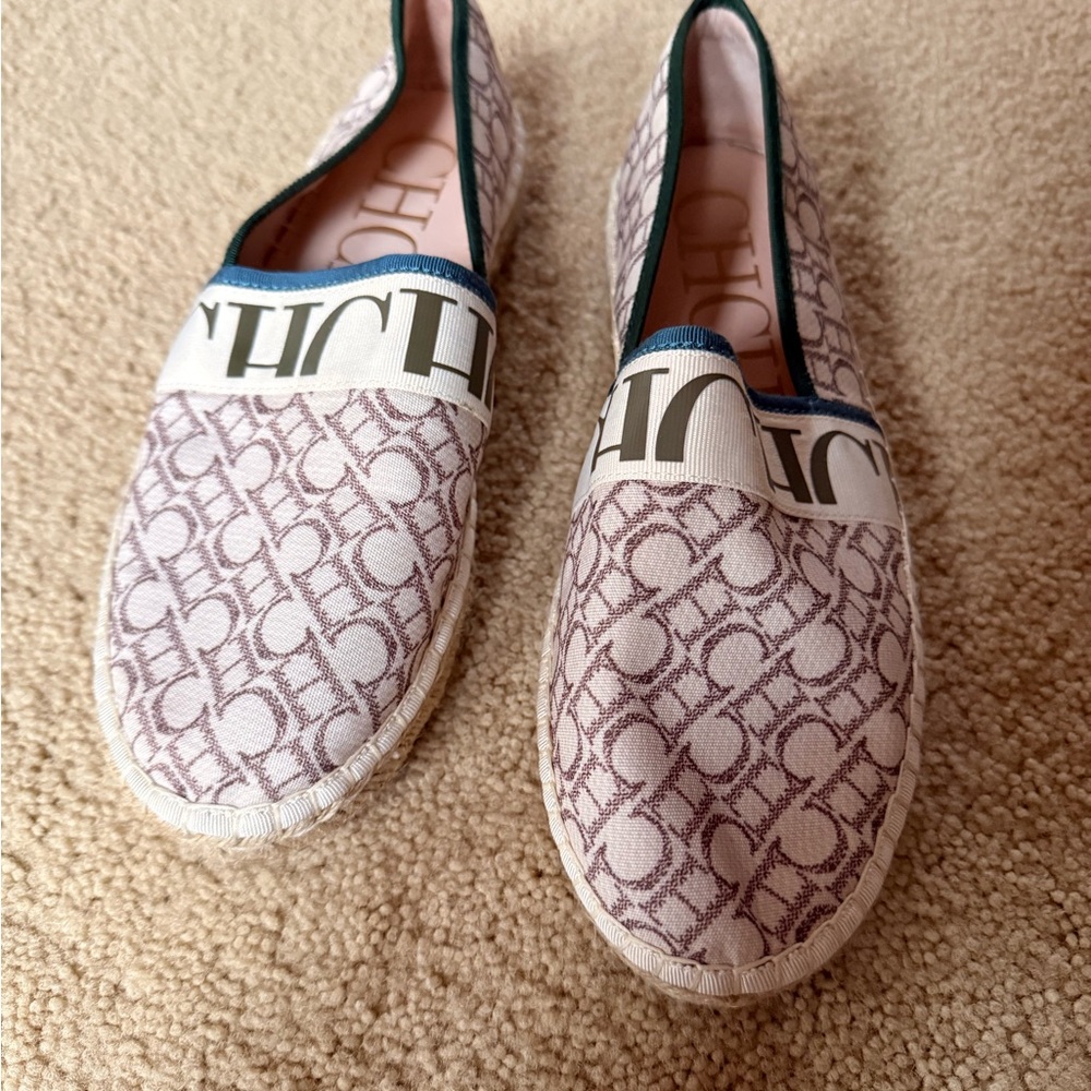 Patterned Canvas Espadrilles - Neutral & Navy - image 1